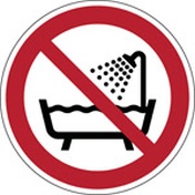 P026 - Do not use this device in a bathtub, shower or water-filled reservoir